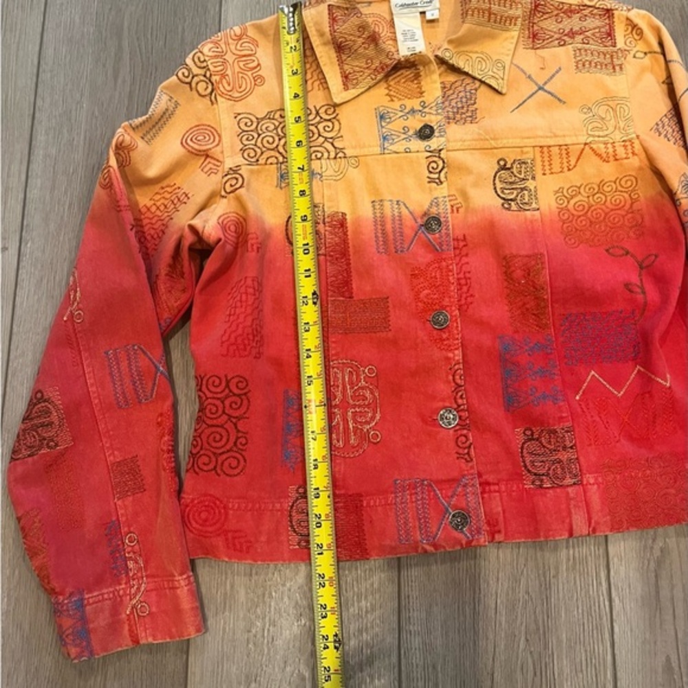 COLDWATER CREEK Pink Red Orange Colorful Women's Jacket Intricate Embroidery Med